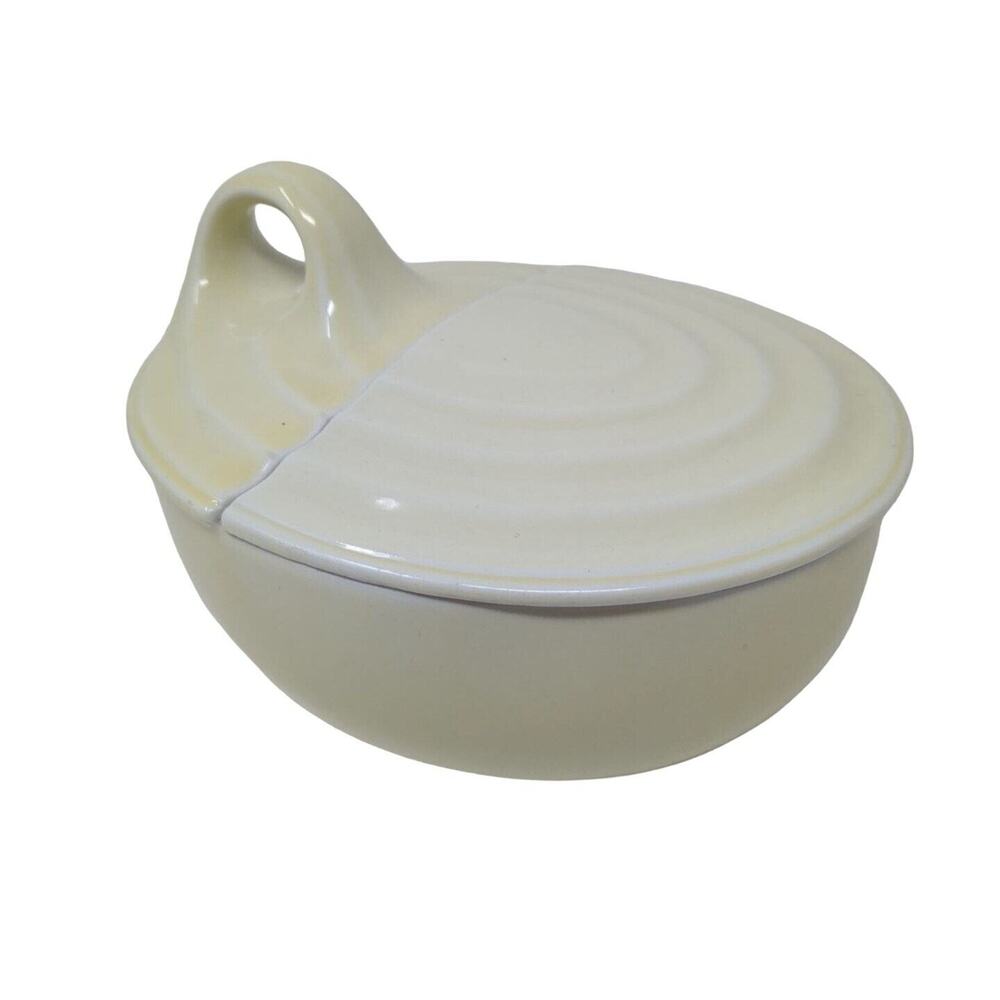 Vintage Hall Kitchenware Loop Handled Leftover Dish w/Lid UV Reactive‎ Glaze